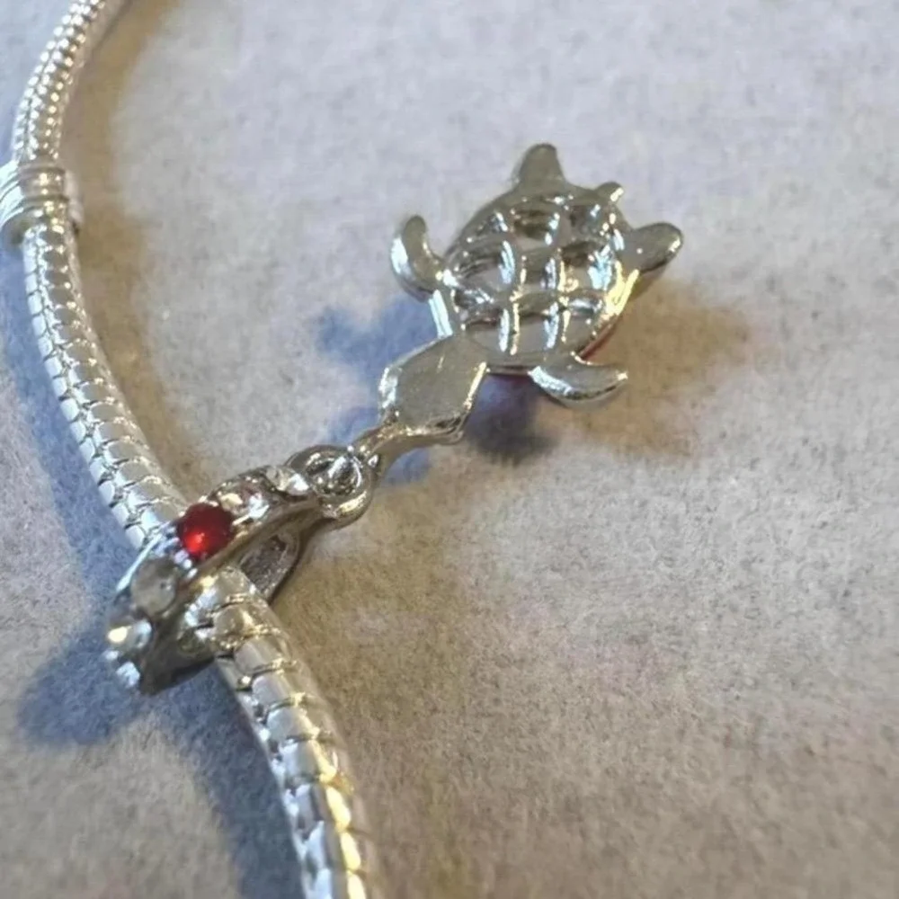 Red Dangle Turtle European Charm fits PANDORA